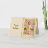 オーダーメイド 写真入り 誕生日カード —花 フレーム サンキューカード (正面)