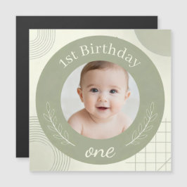 オーダーメイド 写真入り 1歳の誕生日 - 名前入りマグネット マグネット招待状