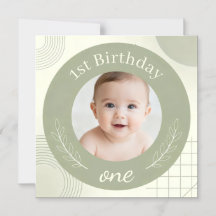 オーダーメイド 写真入り 1歳の誕生日 - 名前入りマグネット