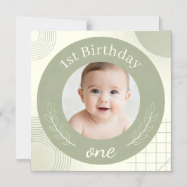 オーダーメイド 写真入り 1歳の誕生日 - 名前入りマグネット マグネット招待状