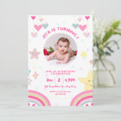 オーダーメイド 写真入り 1歳の誕生日 招待状 (スタンド正面)
