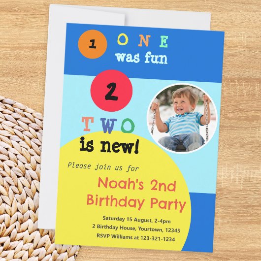 オーダーメイド 写真入り 2歳の誕生日パーティーの招待状 招待状