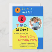 オーダーメイド 写真入り 2歳の誕生日パーティーの招待状 招待状 (正面)
