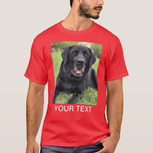 オーダーメイド 写真 テキスト ペット 赤 Tシャツ (正面)