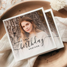 オーダーメイド 写真 ブラック・スクリプト 18歳の誕生日 スタンダードカクテルナプキン