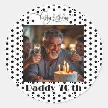 オーダーメイド 写真 ブラック ドット 70歳の誕生日パパ