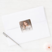 オーダーメイド 写真 ブラック 手書き風 フォント 18歳の誕生日 スクエアシール (封筒)