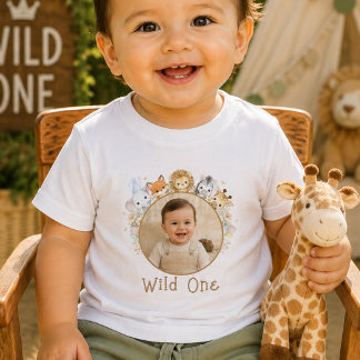 オーダーメイド 写真 ワイルドワン 1歳の誕生日 赤ちゃんの服 ベビーTシャツ