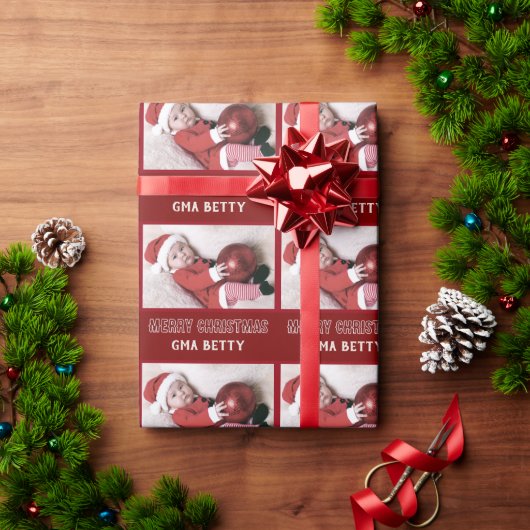 オーダーメイド 写真 名前 ギフトラッピング ペーパー (クリスマスギフト)