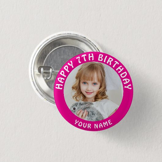 オーダーメイド 写真 名前 年齢 誕生日 クラシック 缶バッジ (正面&裏面)