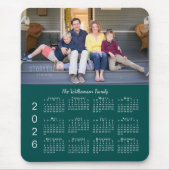 オーダーメイド 写真 名前 青緑 2026年 カレンダー マウスパッド (正面)