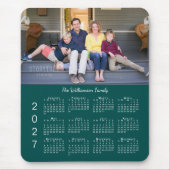 オーダーメイド 写真 名前 青緑 2027年 カレンダー マウスパッド (正面)