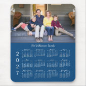 オーダーメイド 写真 名前 青 2027年 カレンダー マウスパッド (正面)