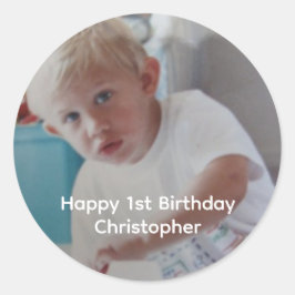 オーダーメイド 写真 赤ちゃん 子供 1歳の誕生日 ラウンドシール
