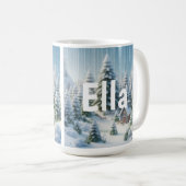 オーダーメイド 冬のクリスマス 森 コーヒーマグカップ (正面右)