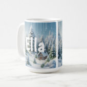 オーダーメイド 冬のクリスマス 森 コーヒーマグカップ (正面左)