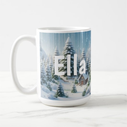 オーダーメイド 冬のクリスマス 森 コーヒーマグカップ (左)
