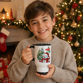 オーダーメイド 冬のワンダーランド 雪だるま クリスマス トラベルマグ