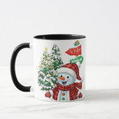 オーダーメイド 冬のワンダーランド 雪だるま クリスマス マグカップ (左)