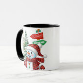オーダーメイド 冬のワンダーランド 雪だるま クリスマス マグカップ (正面左)