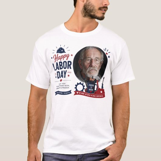 オーダーメイド 労働者の日 写真Tシャツ Tシャツ (正面)