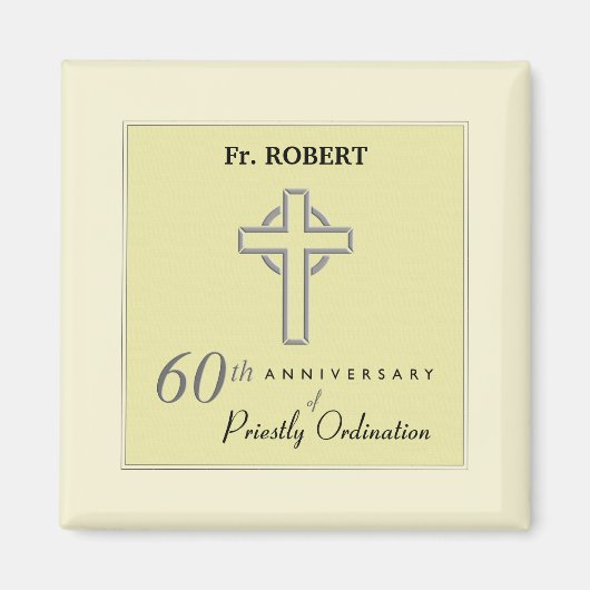 オーダーメイド、司祭の60周年エンボス マグネット (正面)