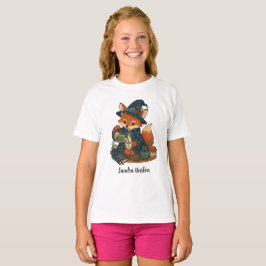 オーダーメイド 名前またはテキスト入り キツネの茶 Tシャツ