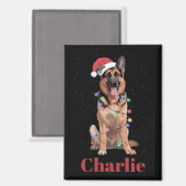 オーダーメイド 名前入りジャーマンシェパード クリスマス 犬 マグネット (正面/裏面)
