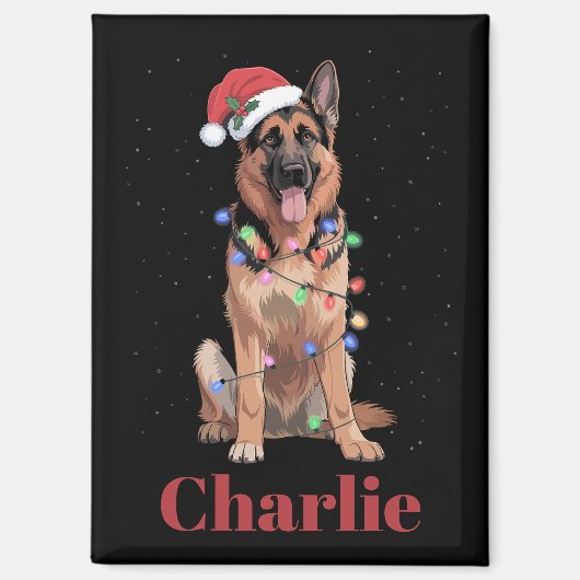 オーダーメイド 名前入りジャーマンシェパード クリスマス 犬 マグネット (正面)