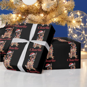 オーダーメイド 名前入りジャーマンシェパード クリスマス 犬 ラッピングペーパー