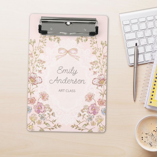 オーダーメイド 名前入り おしゃれ ヴィンテージ 花柄 ミニクリップボード