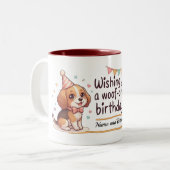 オーダーメイド 名前入り かわいい犬の男の子 誕生日プレゼント マグカップ (正面左)