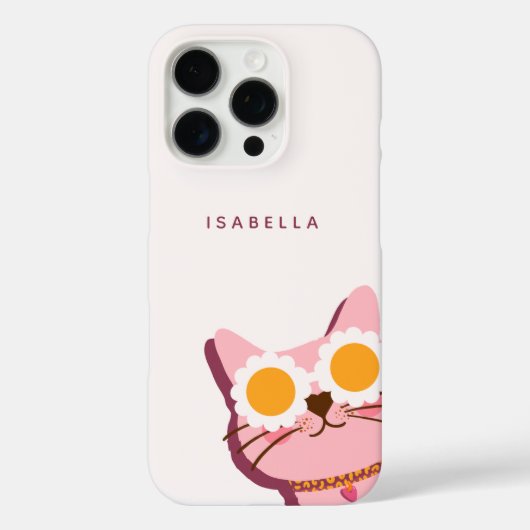 オーダーメイド 名前入り かわいい ピンクの猫 Case-Mate iPhoneケース (裏面)