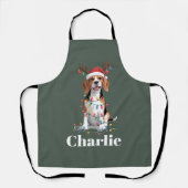 オーダーメイド 名前入り クリスマス ビーグル 犬好き エプロン (正面)