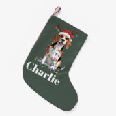 オーダーメイド 名前入り クリスマス ビーグル 犬好き スモールクリスマスストッキング (正面 (吊り時))