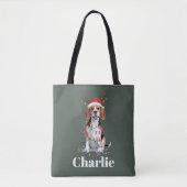 オーダーメイド 名前入り クリスマス ビーグル 犬好き トートバッグ (正面)
