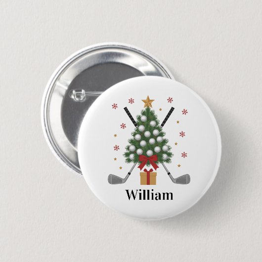 オーダーメイド 名前入り ゴルフ用品 クリスマス 缶バッジ (正面&裏面)