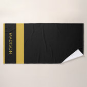 オーダーメイド 名前入り スタイリッシュ バスタオル ブラック (バスタオル)