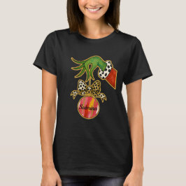 オーダーメイド 名前入り ヒョウ柄リボン オウムのオーナメント Tシャツ