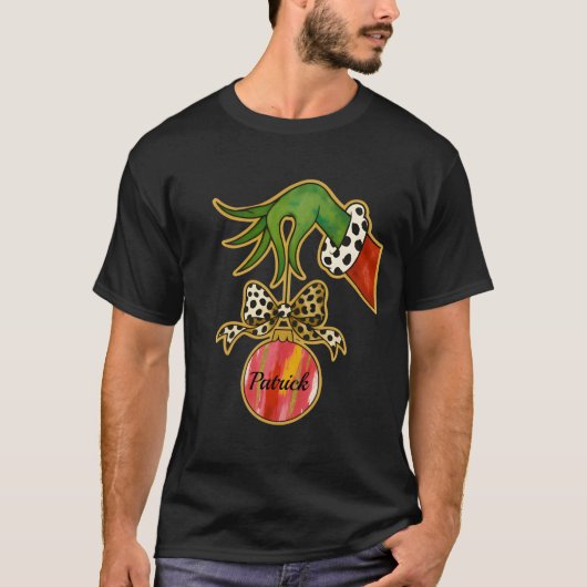 オーダーメイド 名前入り ヒョウ柄リボン オウムのオーナメント Tシャツ (正面)