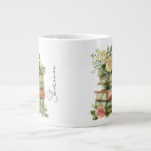 オーダーメイド 名前入り フラワー 本好き ジャンボコーヒーマグカップ (正面)