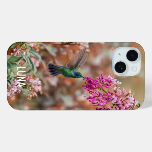 オーダーメイド 名前入り フラワー 鳥 モチーフ スマホケース Case-Mate iPhoneケース (裏面 (横))