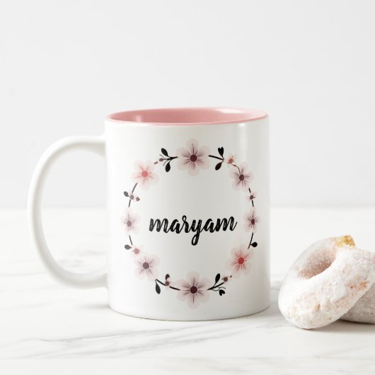 オーダーメイド 名前入り マグカップ 花柄 ギフト (ドーナツ)