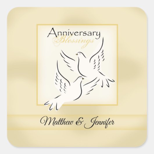 オーダーメイド 名前入り 結婚記念日の祝福 スクエアシール (正面)