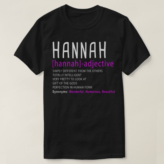オーダーメイド 名前入り 説明文 ハンナ プレミアム Tシャツ (デザイン正面)