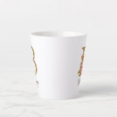 オーダーメイド 名前 ゴールド箔 バラ色 ピンクのバラ レター B カフェラテマグ (正面)