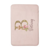 オーダーメイド 名前 ゴールド箔 バラ色 ピンクのバラ レター B バスマット (正面縦)