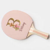 オーダーメイド 名前 ゴールド箔 バラ色 ピンクのバラ レター B 卓球ラケット (横)