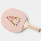 オーダーメイド 名前 ゴールド箔 バラ ピンク イニシャル A 卓球ラケット (横)