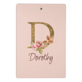 オーダーメイド 名前 ゴールド箔 バラ ピンク ブッシュ レター D ミニクリップボード (裏面)